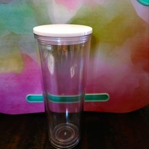 custom 24oz clear double wall tumbler transparent with white lid